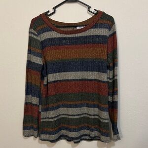 White Birch Striped Long Sleeve Knit Top